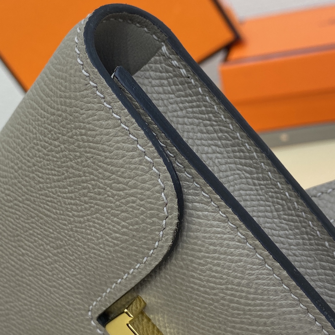 Hermes Constance Slim Wallet Belt Bag In Gris Asphalte Epsom Leather